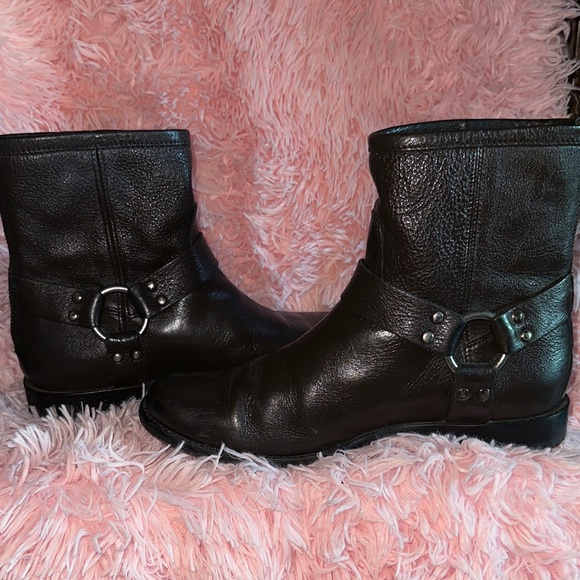 FRYE: Phillip Harness Womens Brown Leather Ankle Boots - Picture 4 of 13